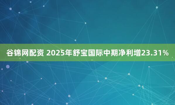 谷锦网配资 2025年舒宝国际中期净利增23.31%