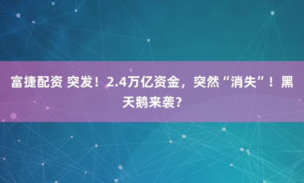 富捷配资 突发！2.4万亿资金，突然“消失”！黑天鹅来袭？